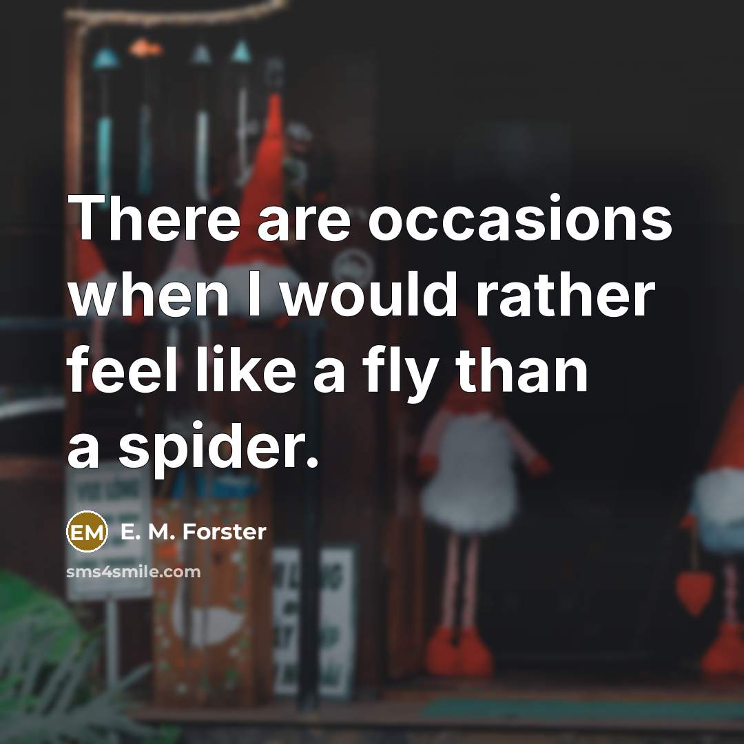 “There are occasions when I would rather feel like a fly than a spider.” quote by E. M. Forster