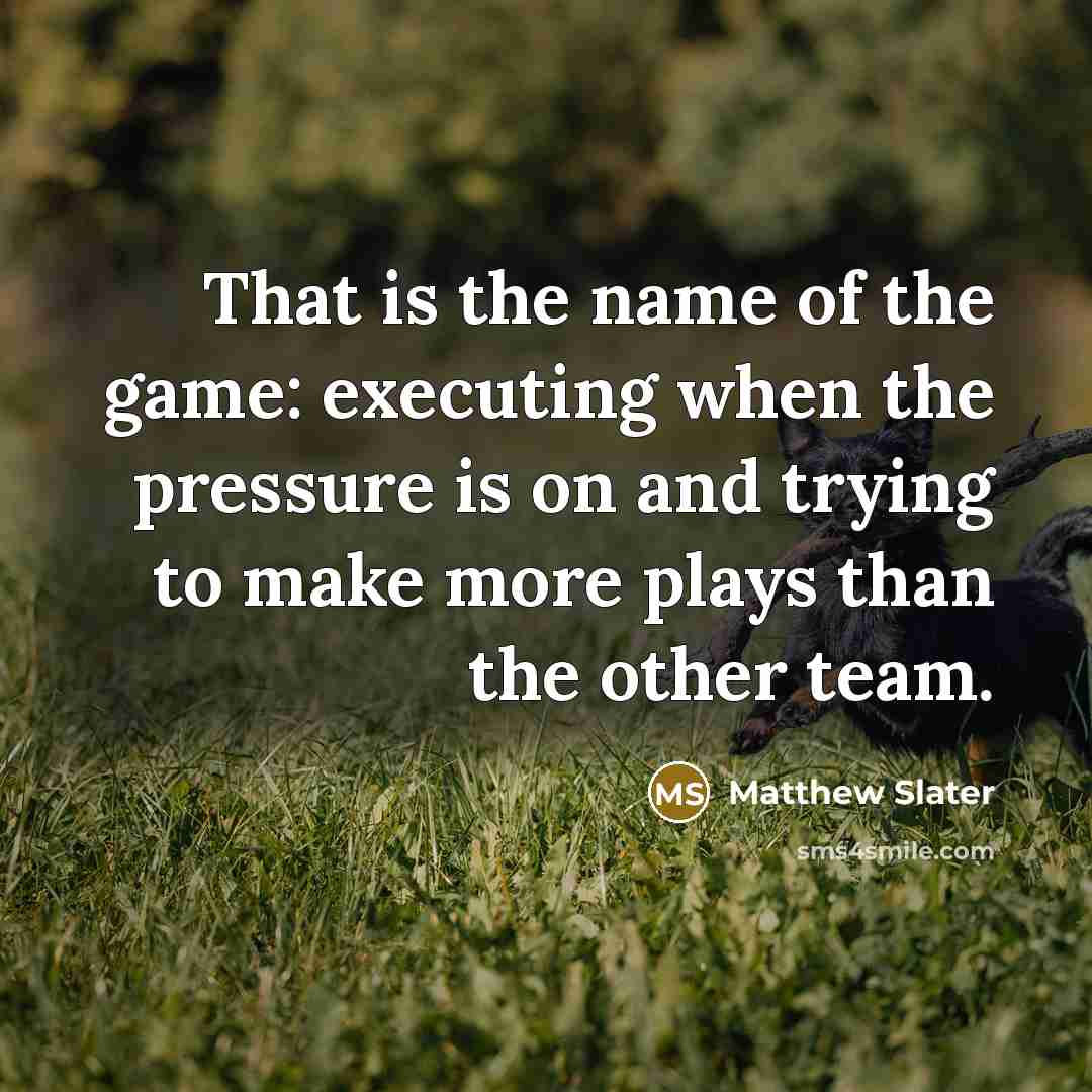 “That is the name of the game: executing when the…” quote by Matthew Slater