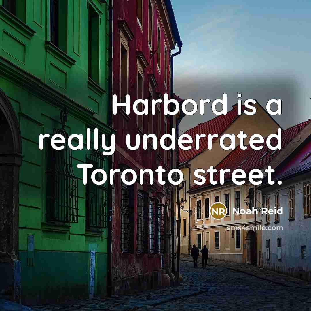 “Harbord is a really underrated Toronto street.…” quote by Noah Reid