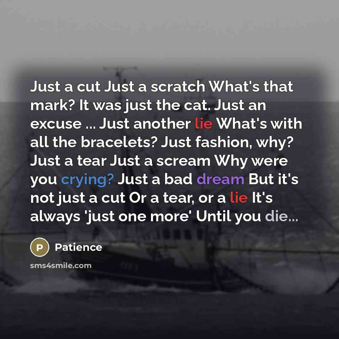 “Just a cut Just a scratch What's that mark? It…” quote by Patience