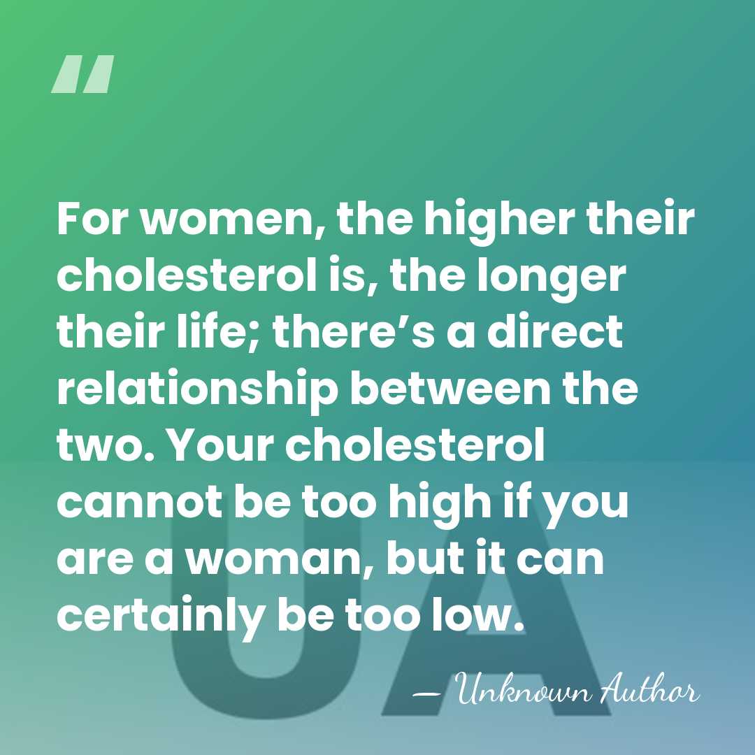 For women, the higher their cholesterol is, the longer their life; there’s&hellip; - Unknown Author