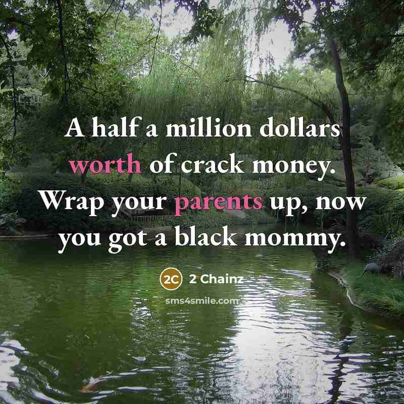 “A half a million dollars worth of crack money. Wrap your parents up, now you got a black mommy.” quote by 2 Chainz