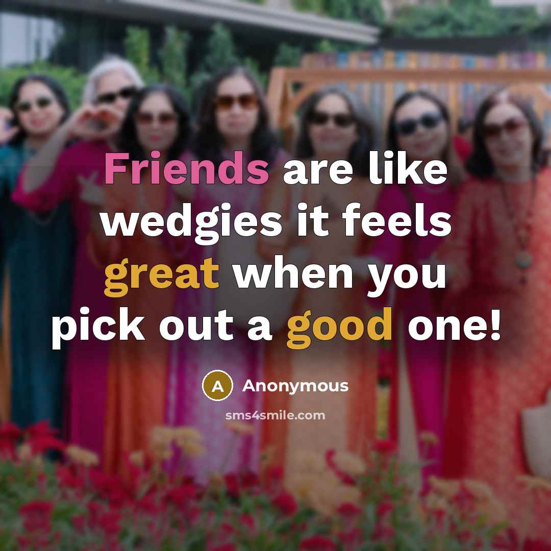 “Friends are like wedgies it feels great when you pick out a good one!” quote by Anonymous