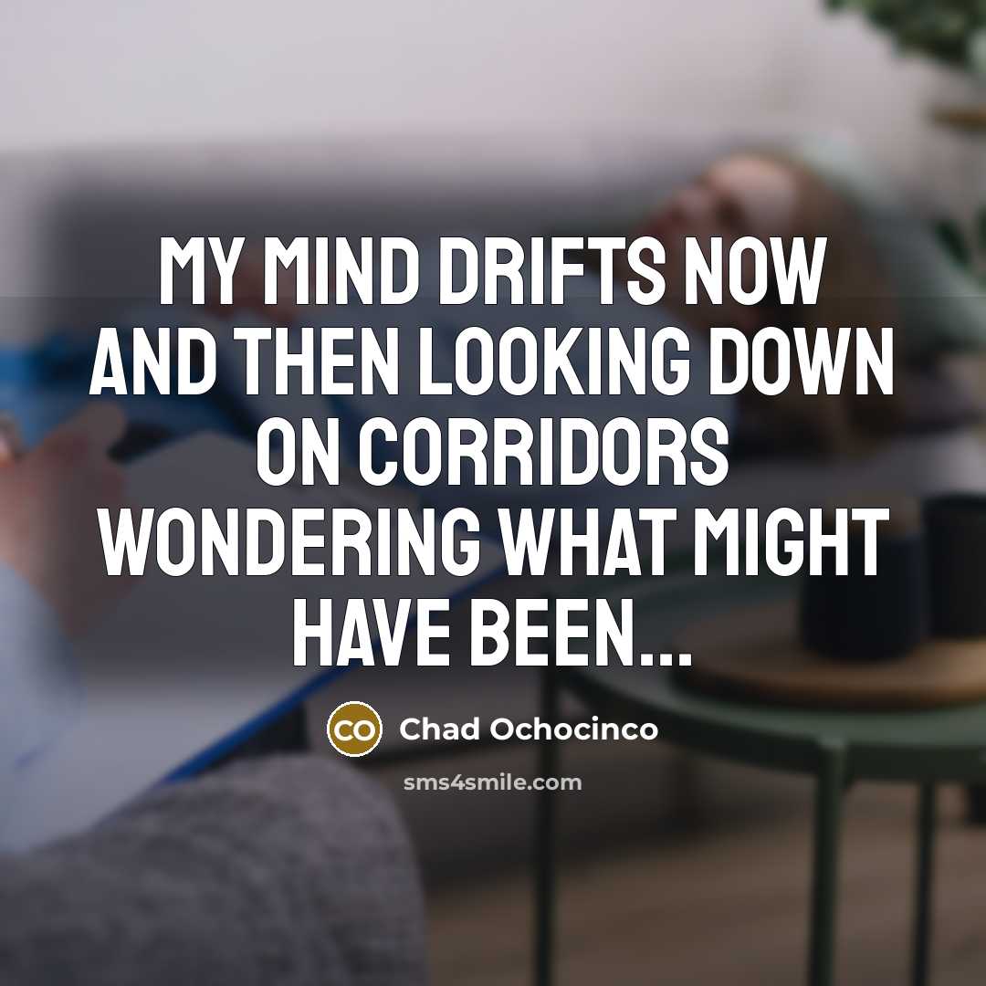 “My mind drifts now and then looking down on corridors…” quote by Chad Ochocinco