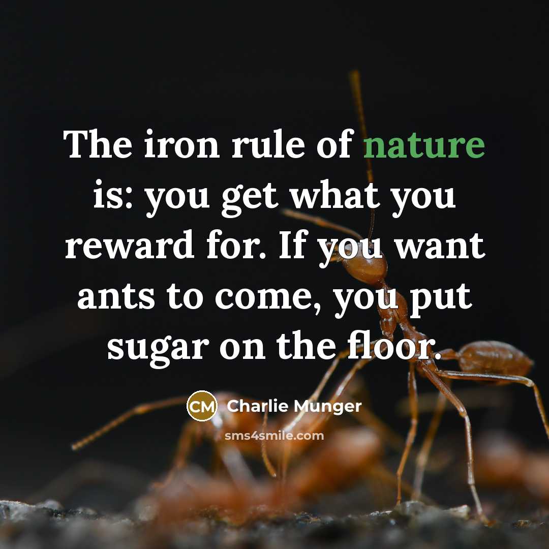 “The iron rule of nature is: you get what you…” quote by Charlie Munger