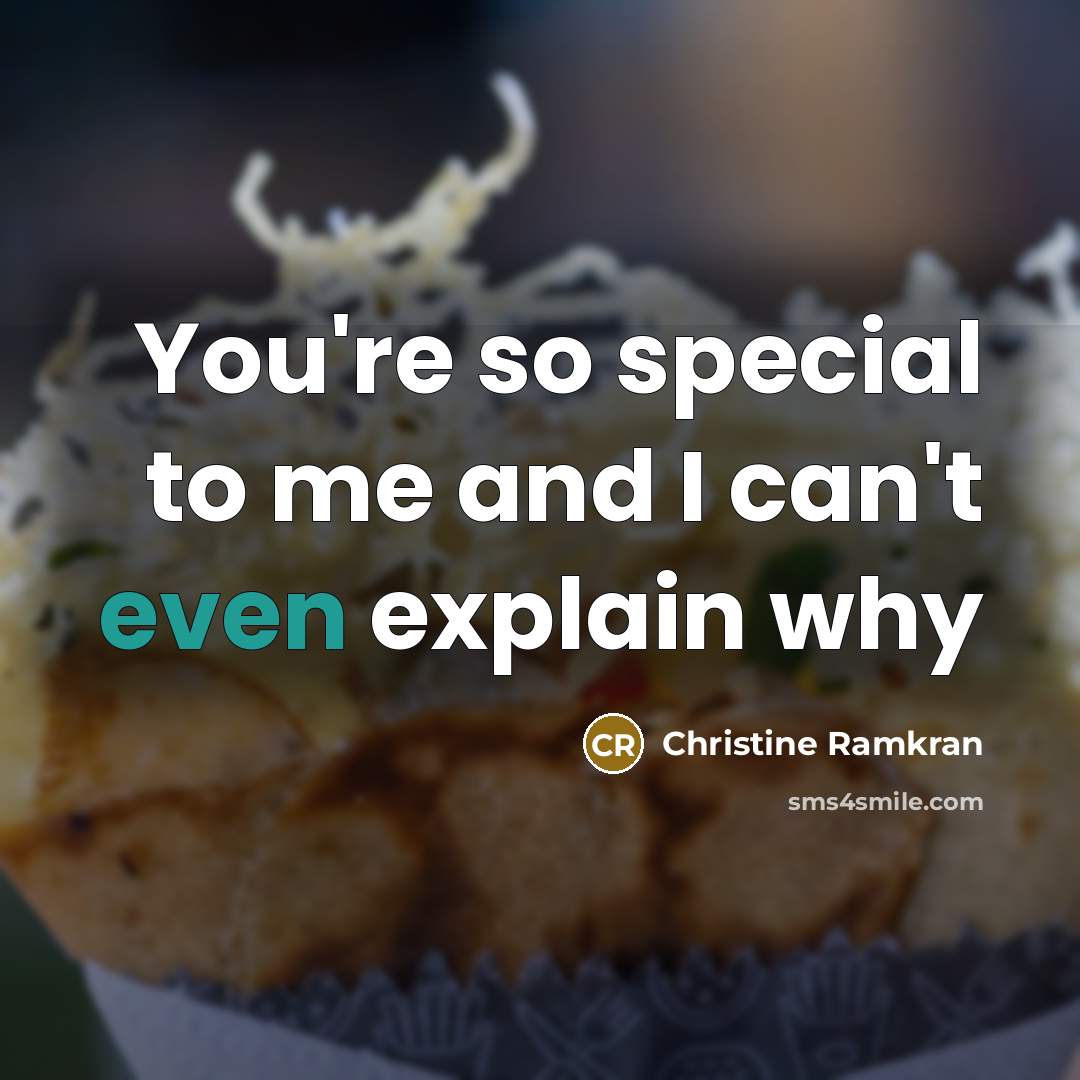 “You're so special to me and I can't even explain…” quote by Christine Ramkran