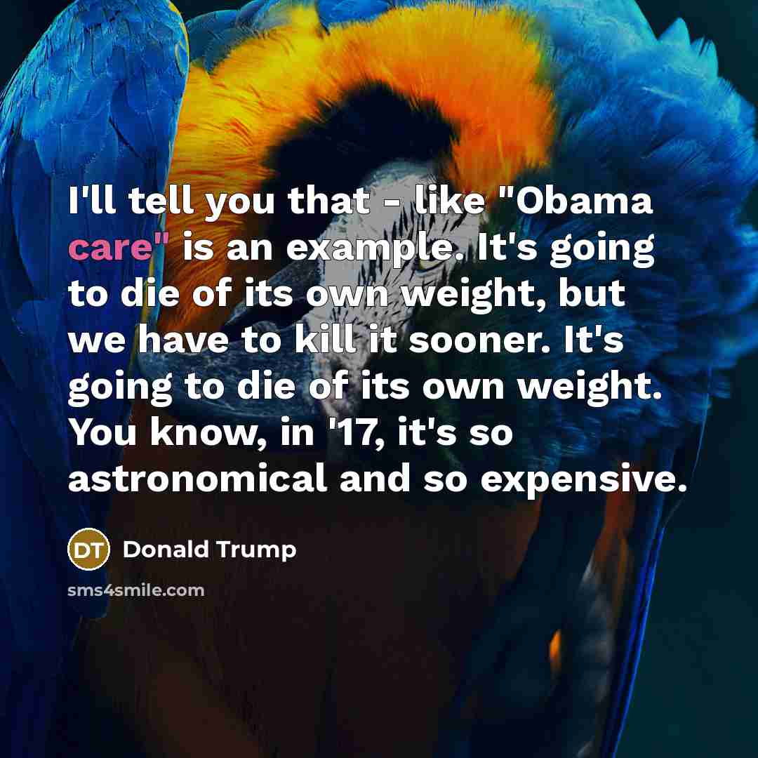 “I'll tell you that - like "Obama care" is an…” quote by Donald Trump