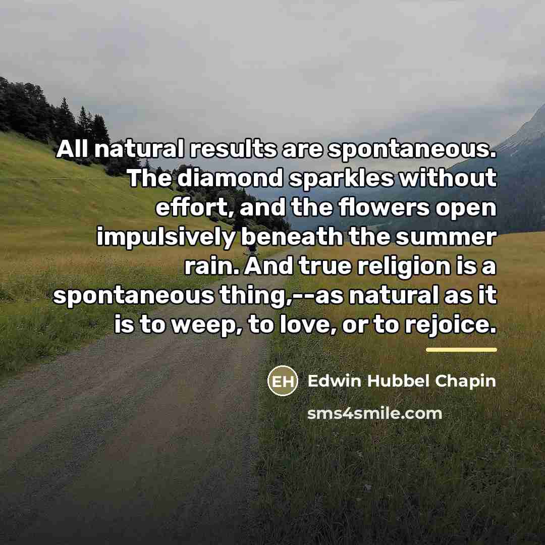 “All natural results are spontaneous. The diamond sparkles without effort,…” quote by Edwin Hubbel Chapin