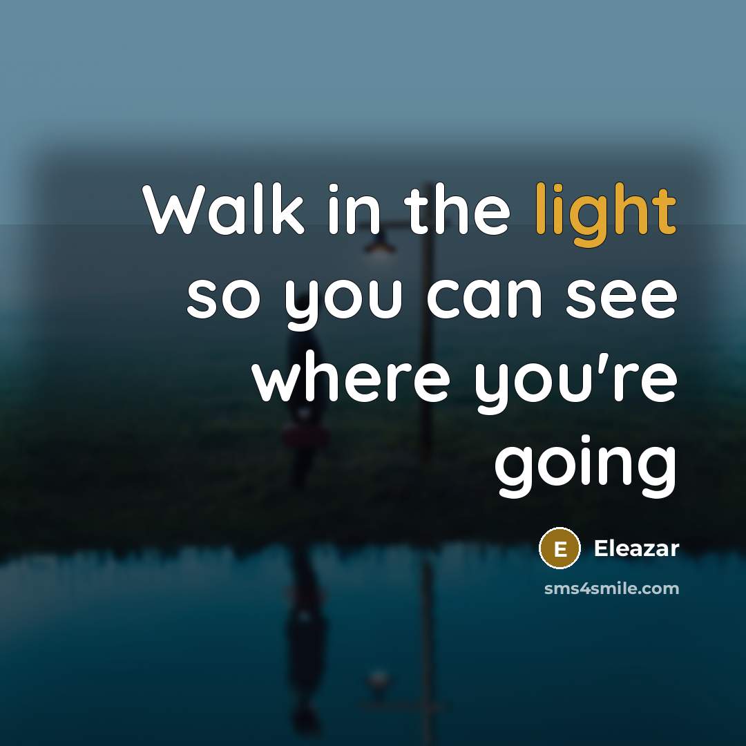 “Walk in the light so you can see where you're…” quote by Eleazar