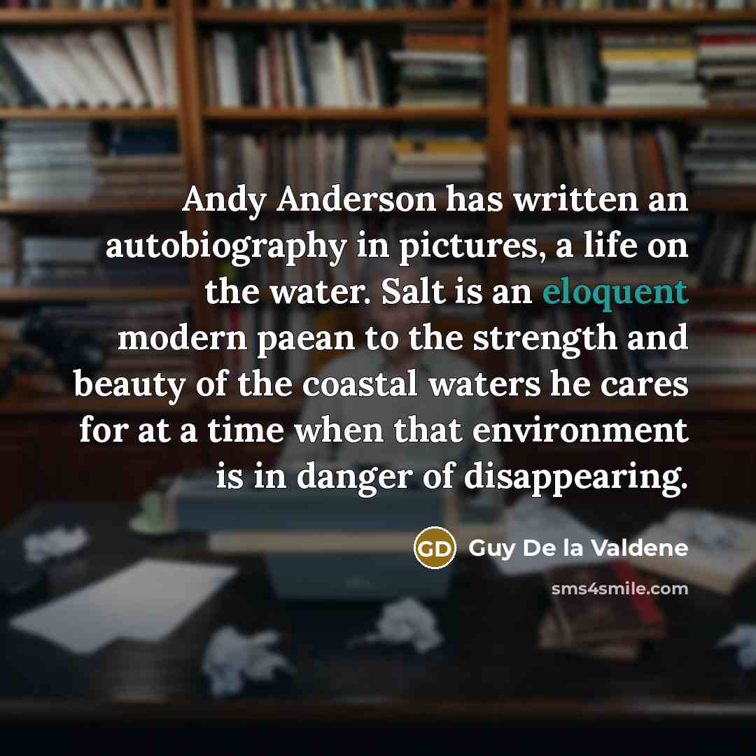 “Andy Anderson has written an autobiography in pictures, a life…” quote by Guy De la Valdene