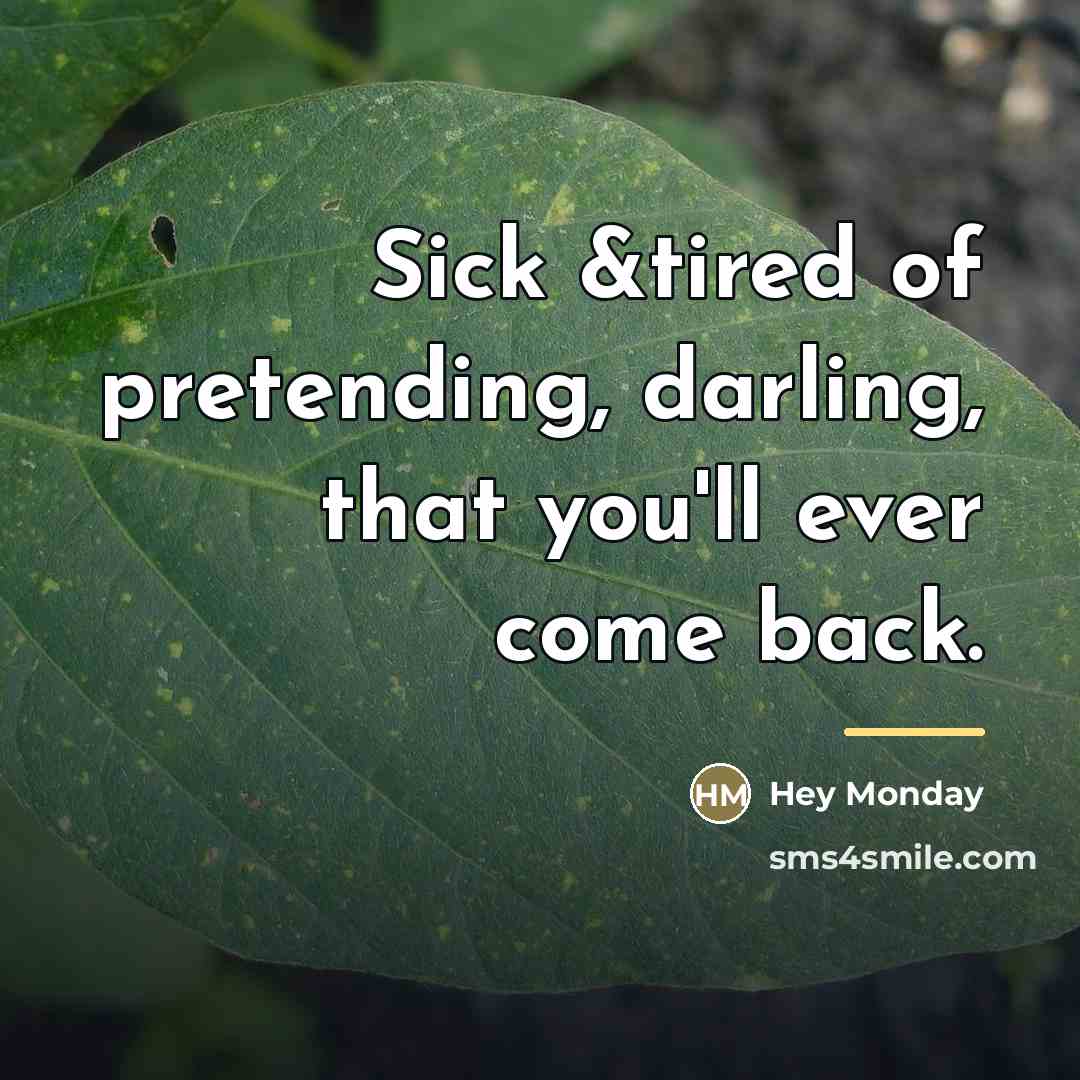 “Sick &tired of pretending, darling, that you'll ever come back.…” quote by Hey Monday