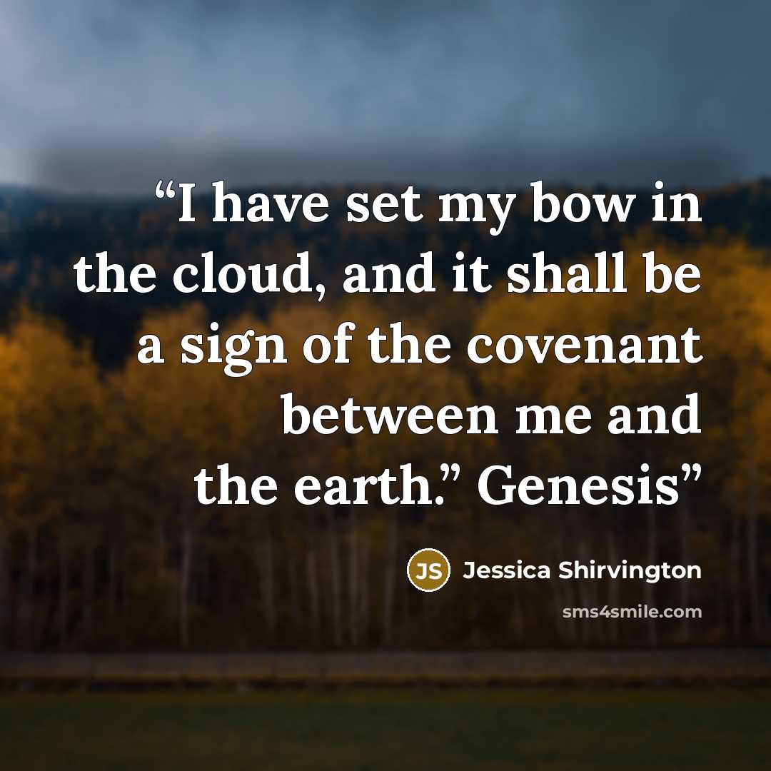 “I have set my bow in the cloud, and it shall be a sign of the covenant between me and the earth.” Genesis” quote by Jessica Shirvington