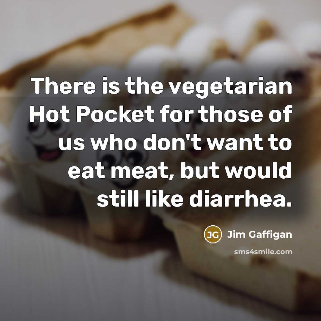 “There is the vegetarian Hot Pocket for those of us…” quote by Jim Gaffigan