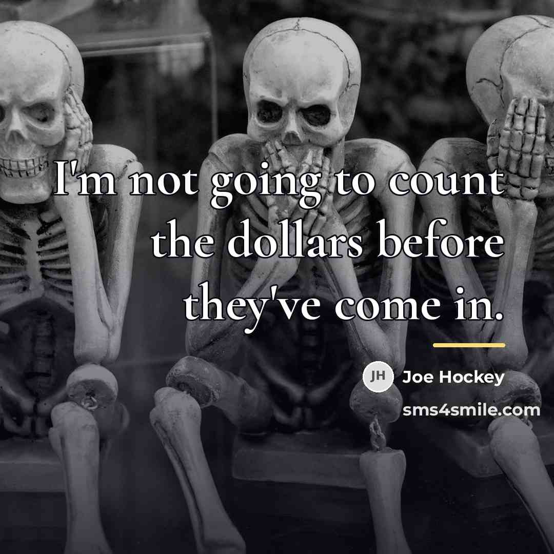 “I'm not going to count the dollars before they've come…” quote by Joe Hockey