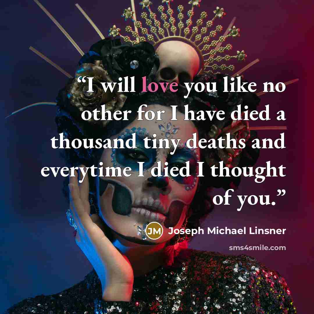 “I will love you like no other for I have died a thousand tiny deaths and everytime I died I thought of you.” quote by Joseph Michael Linsner