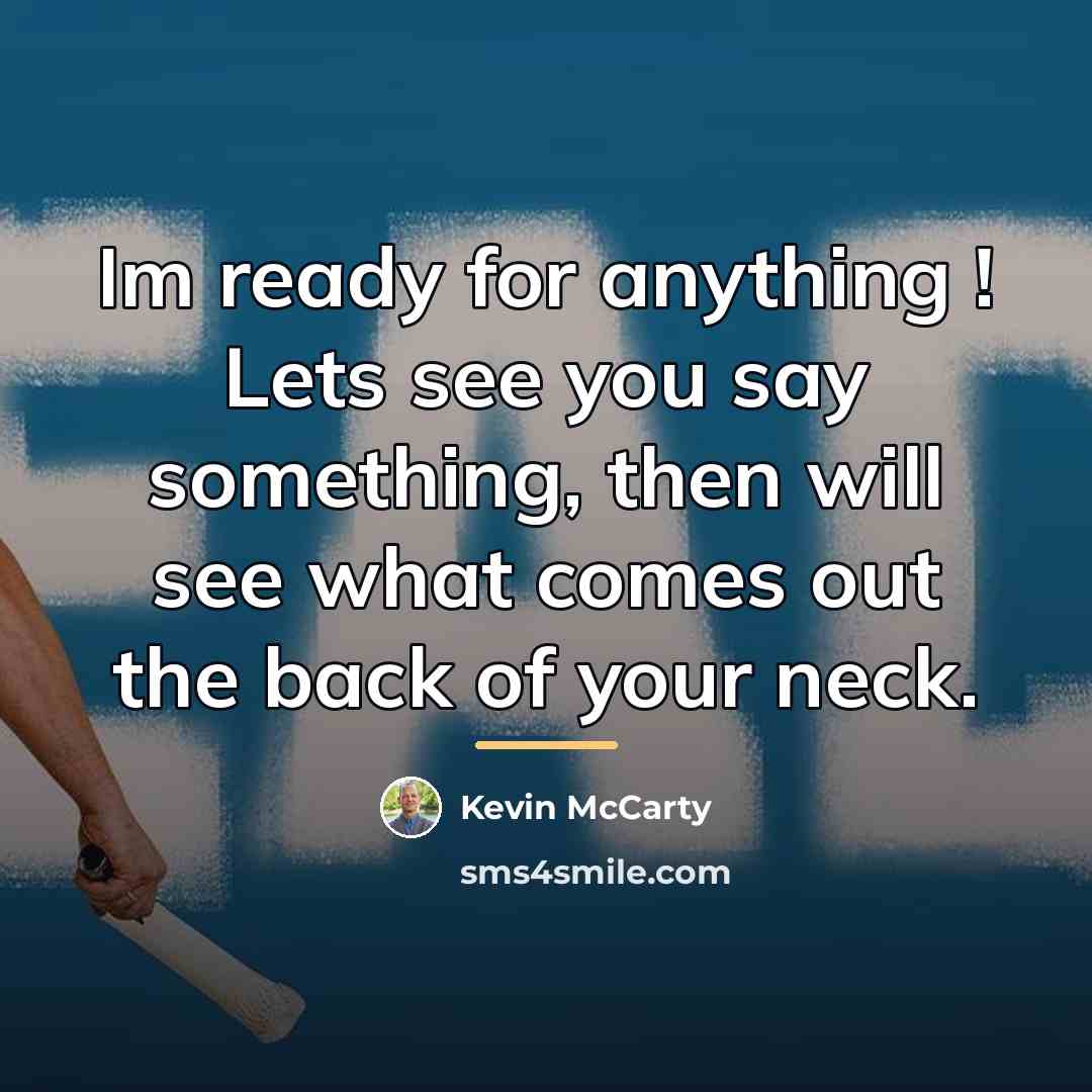 “Im ready for anything ! Lets see you say something,…” quote by Kevin McCarty