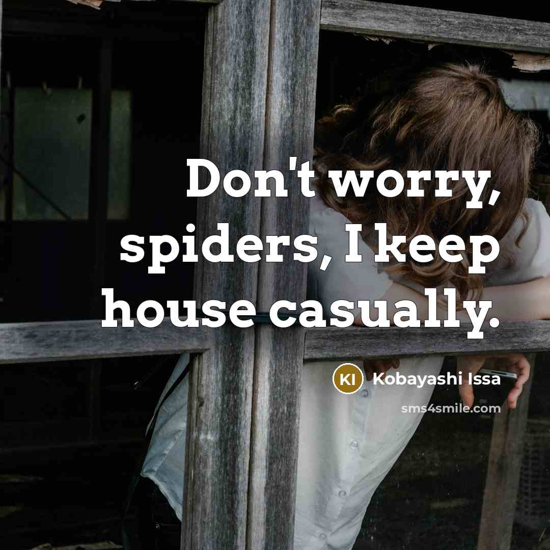 “Don't worry, spiders, I keep house casually.…” quote by Kobayashi Issa