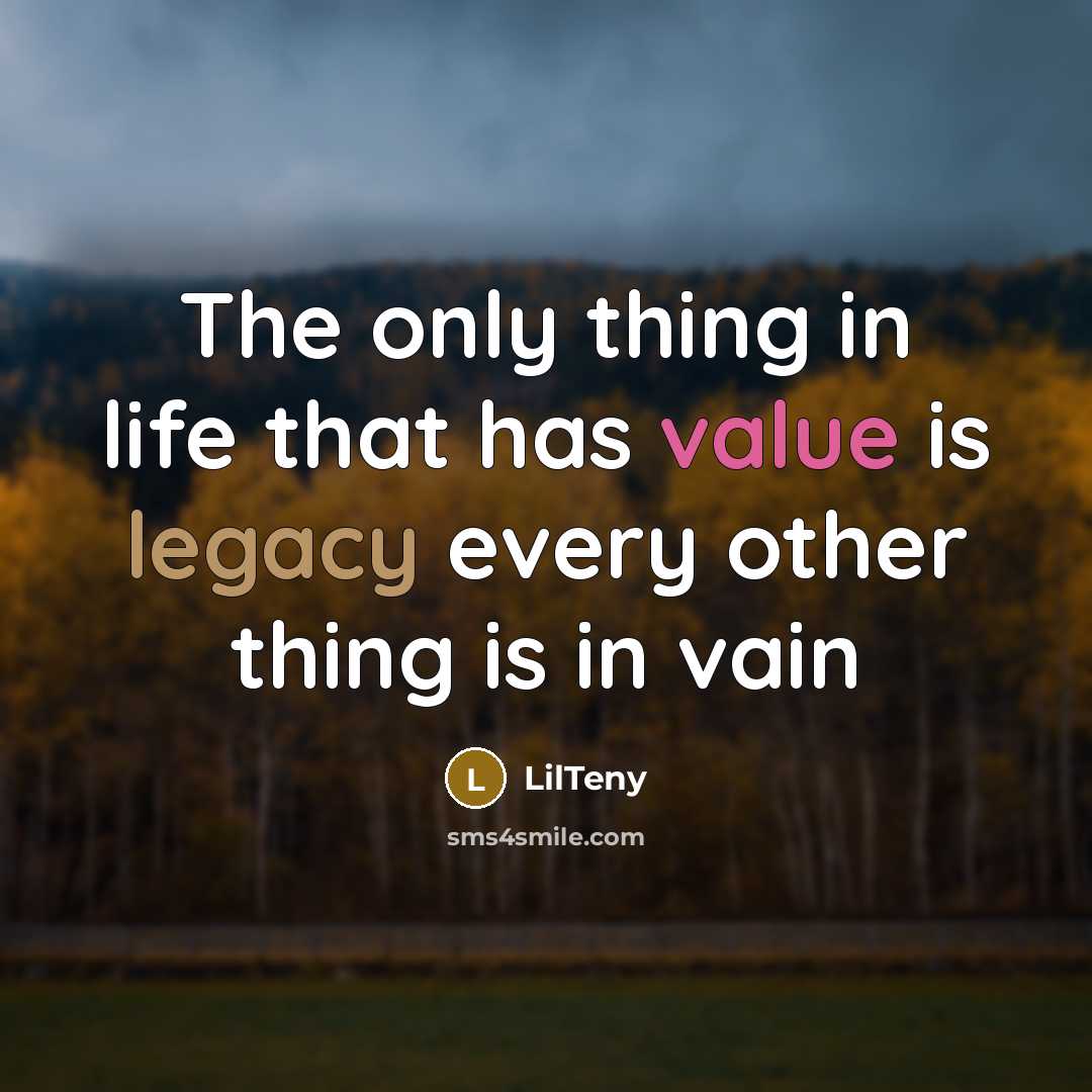 “The only thing in life that has value is legacy every other thing is in vain” quote by LilTeny