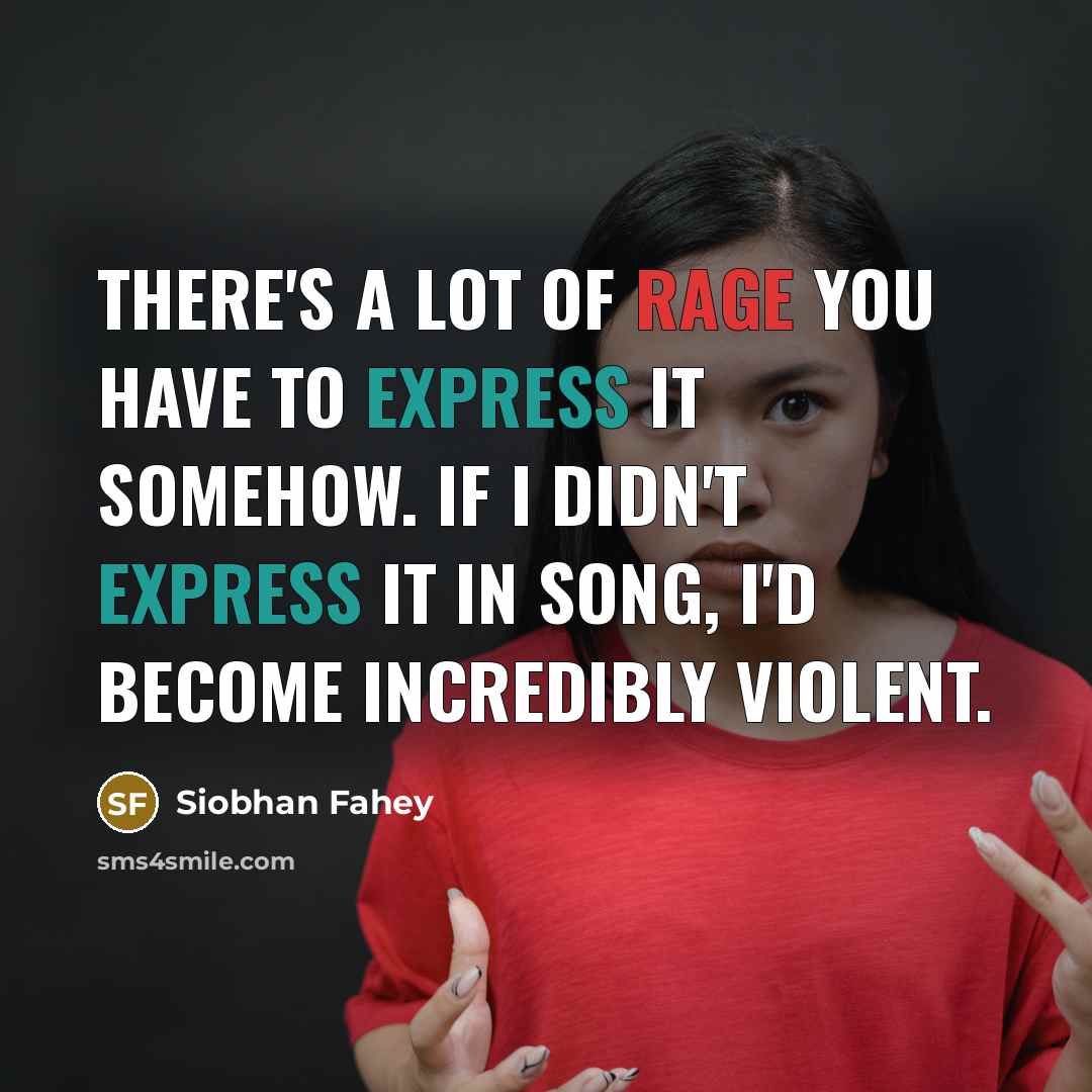“There's a lot of rage you have to express it…” quote by Siobhan Fahey
