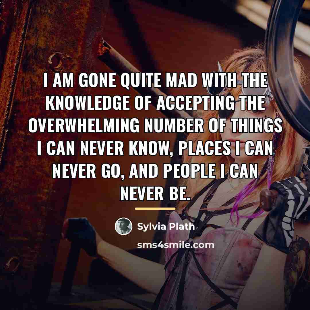“I am gone quite mad with the knowledge of accepting…” quote by Sylvia Plath