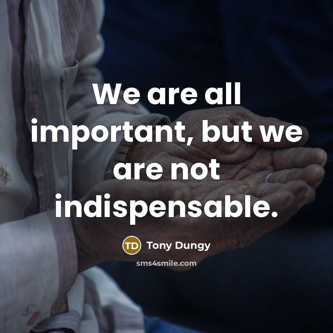 “We are all important, but we are not indispensable.…” quote by Tony Dungy