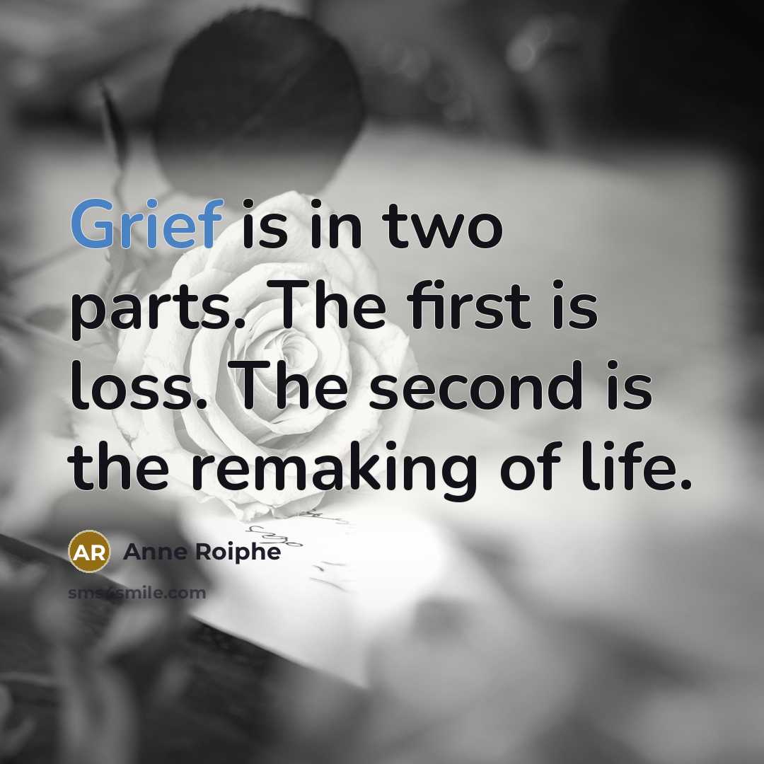 “Grief is in two parts. The first is loss. The…” quote by Anne Roiphe