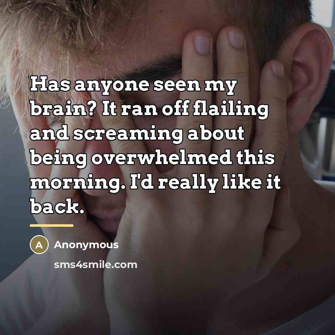 “Has anyone seen my brain? It ran off flailing and…” quote by Anonymous