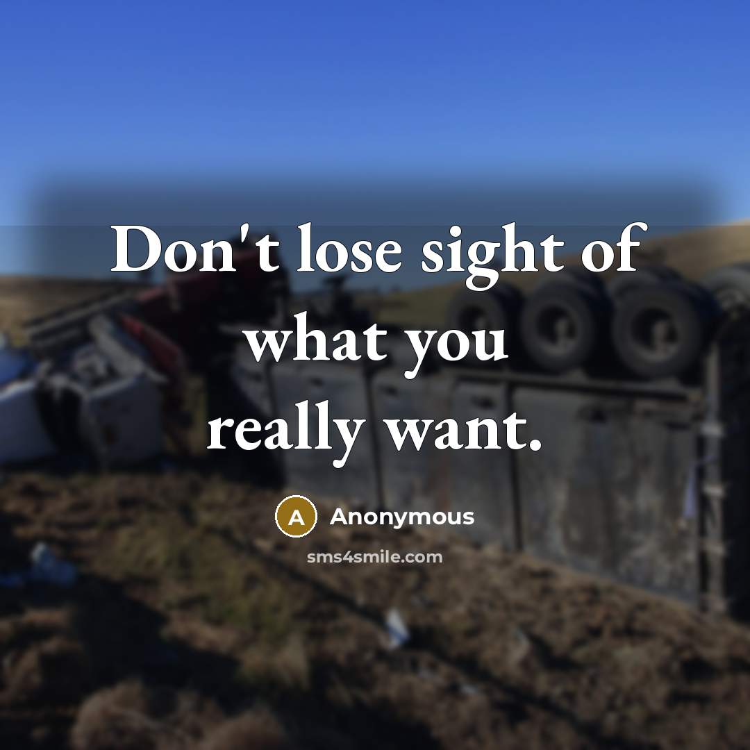 “Don't lose sight of what you really want.…” quote by Anonymous