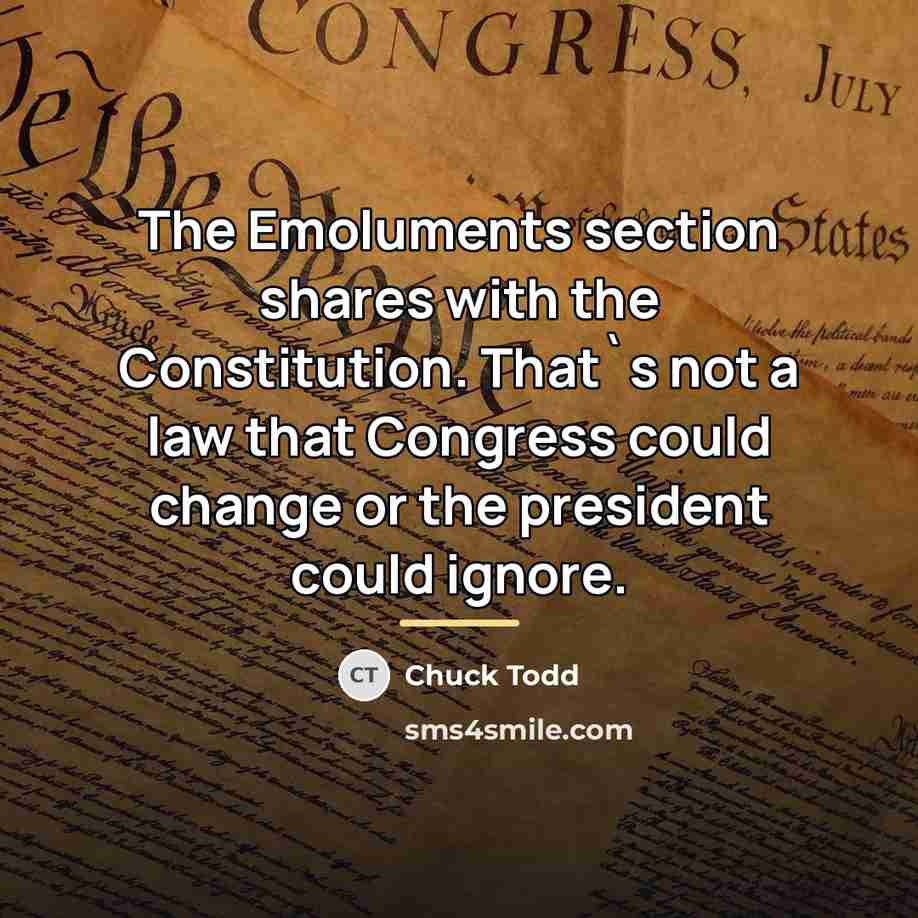 “The Emoluments section shares with the Constitution. That`s not a…” quote by Chuck Todd