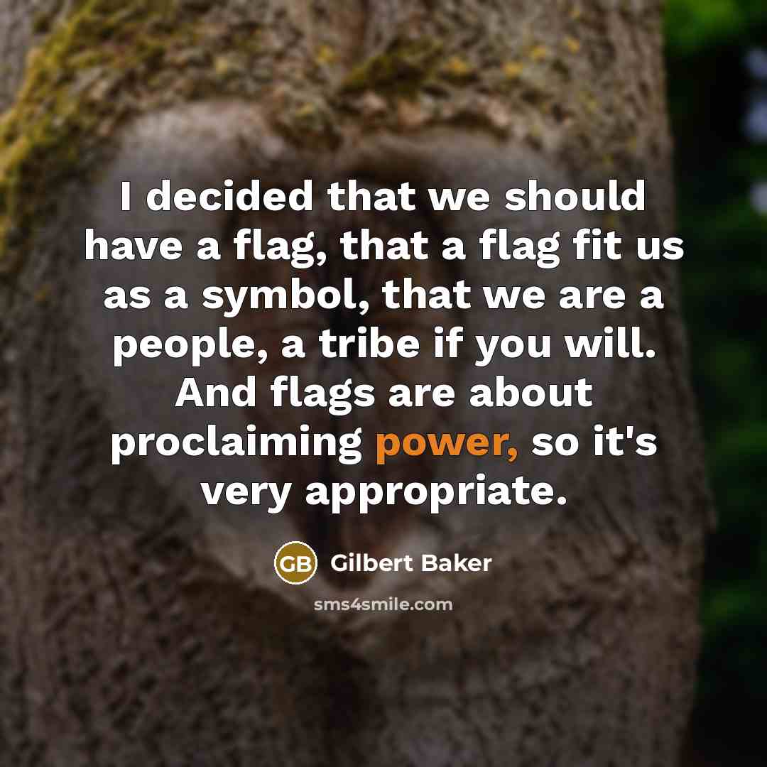 “I decided that we should have a flag, that a flag fit us as a symbol, that we are a people, a tribe if you will. And flags are about proclaiming power, so it's very appropriate.” quote by Gilbert Baker