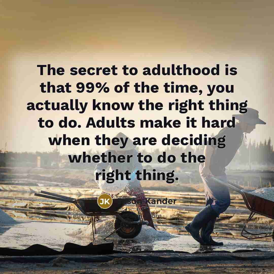 “The secret to adulthood is that 99% of the time,…” quote by Jason Kander