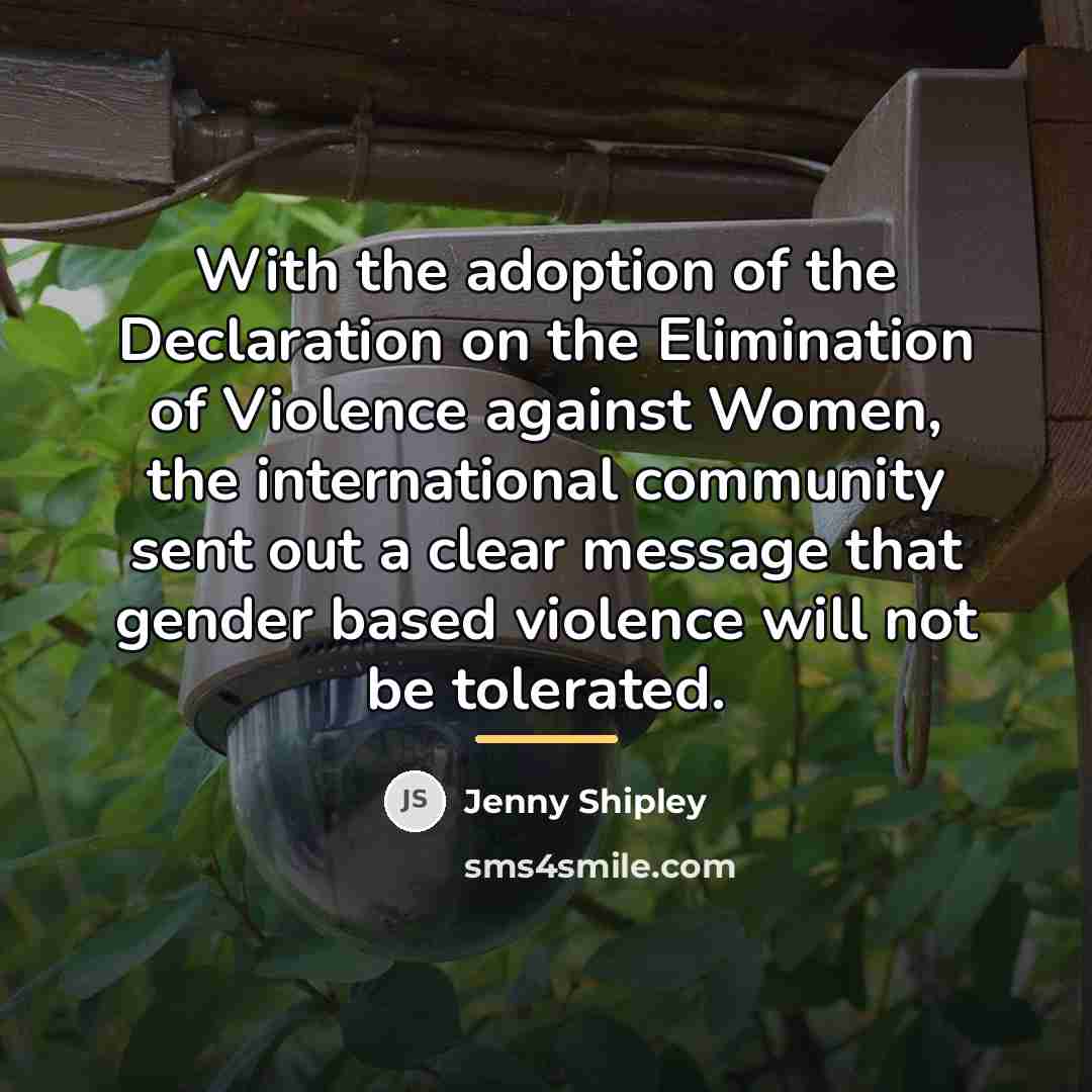 “With the adoption of the Declaration on the Elimination of…” quote by Jenny Shipley