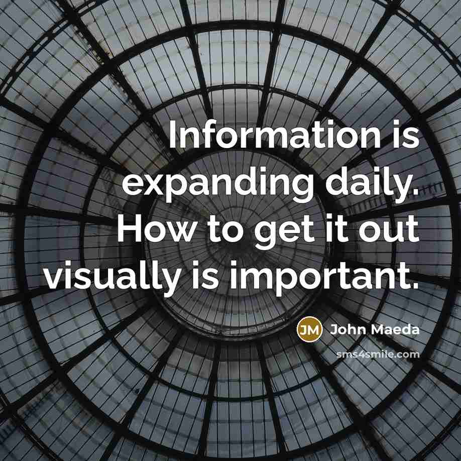 “Information is expanding daily. How to get it out visually…” quote by John Maeda