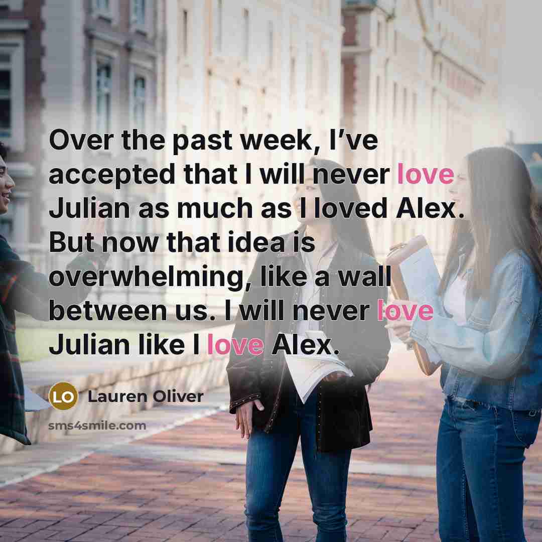“Over the past week, I’ve accepted that I will never…” quote by Lauren Oliver