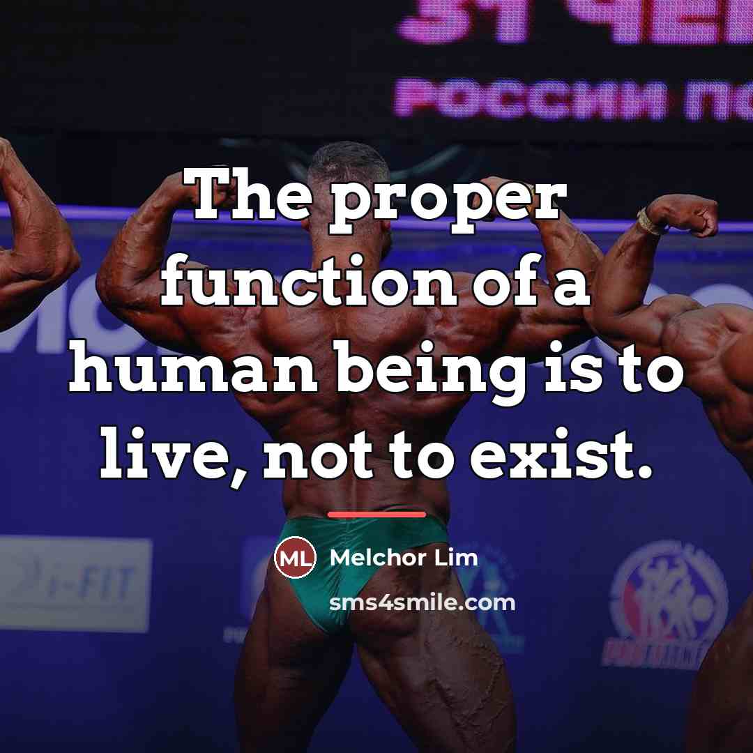 “The proper function of a human being is to live,…” quote by Melchor Lim