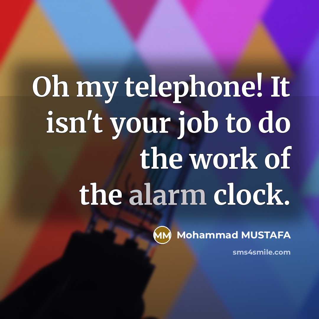“Oh my telephone! It isn't your job to do the work of the alarm clock.” quote by Mohammad MUSTAFA