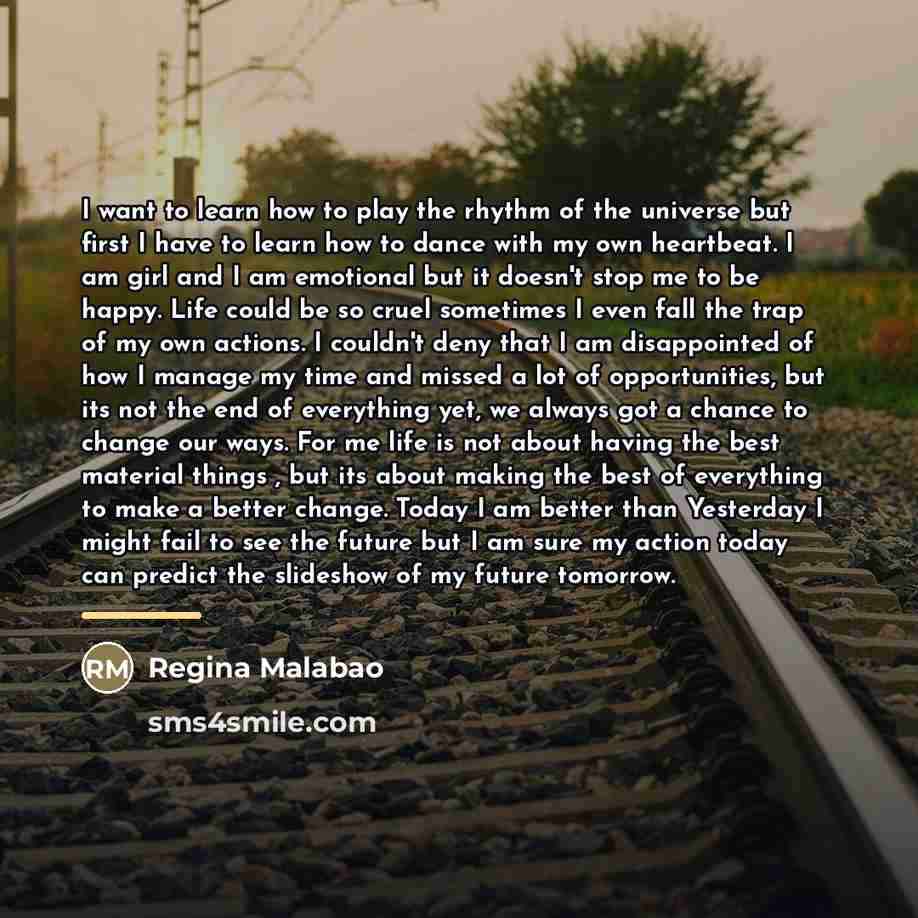 “I want to learn how to play the rhythm of…” quote by Regina Malabao