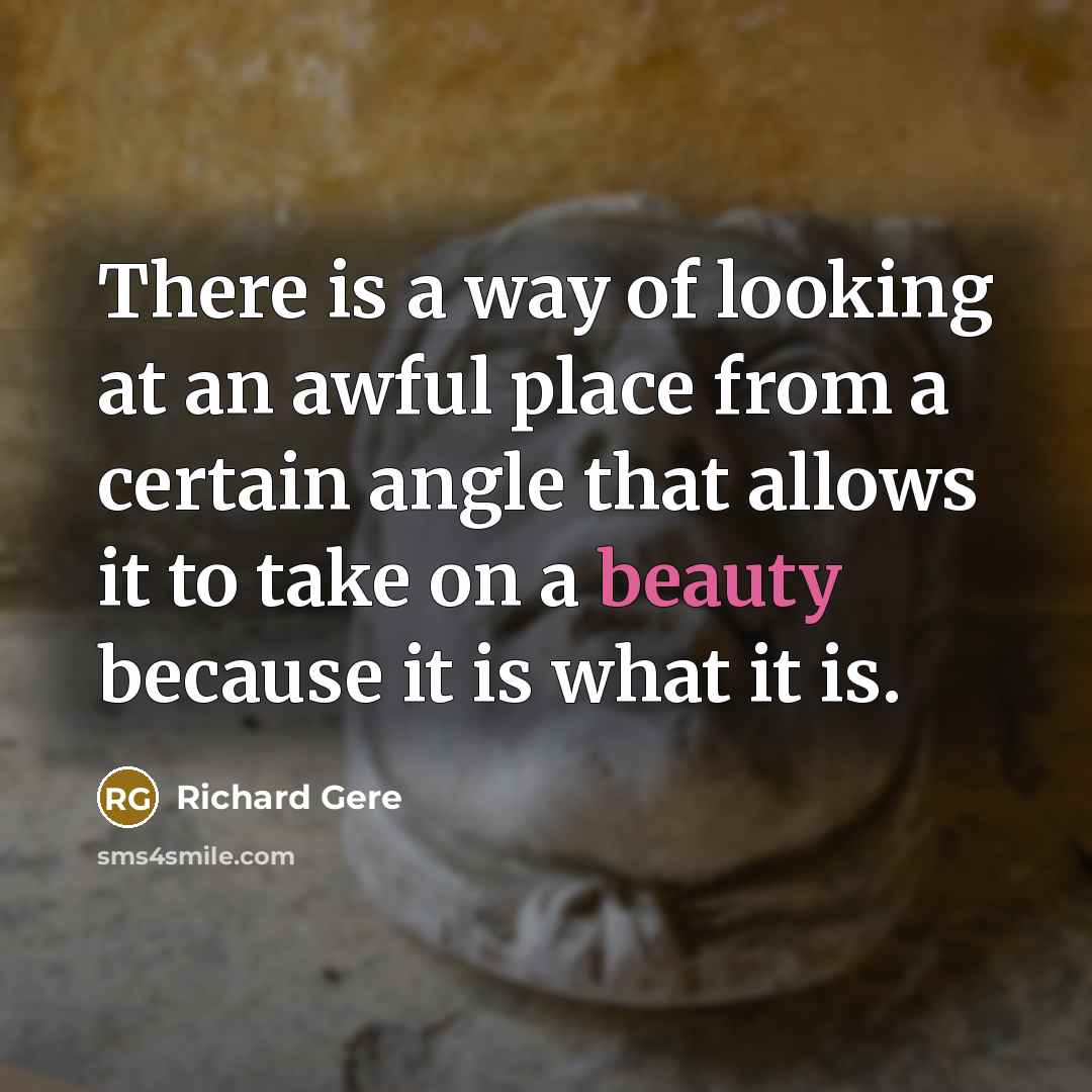 “There is a way of looking at an awful place…” quote by Richard Gere
