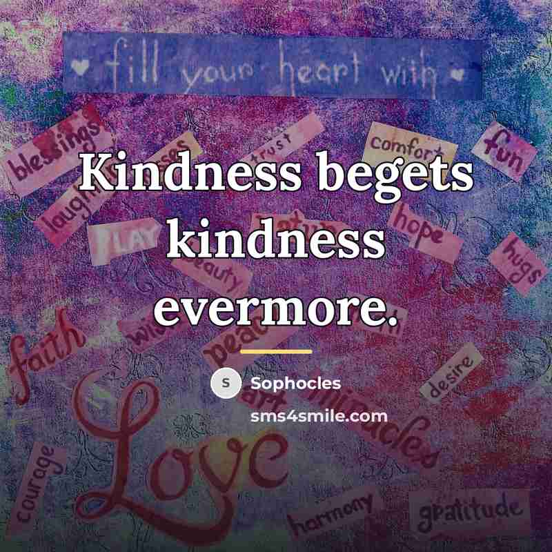 “Kindness begets kindness evermore.…” quote by Sophocles
