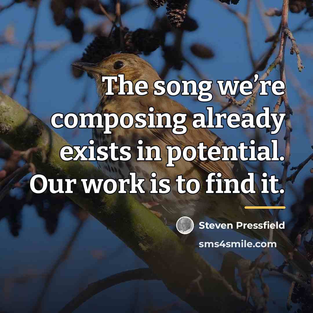 “The song we’re composing already exists in potential. Our work…” quote by Steven Pressfield