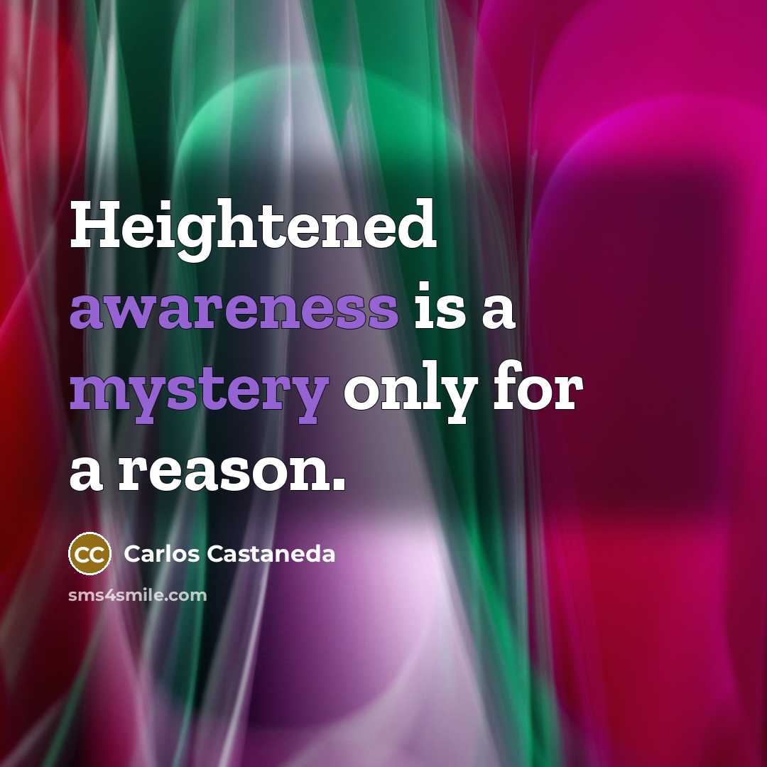 “Heightened awareness is a mystery only for a reason.…” quote by Carlos Castaneda