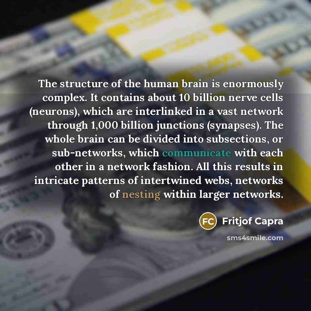 “The structure of the human brain is enormously complex. It…” quote by Fritjof Capra