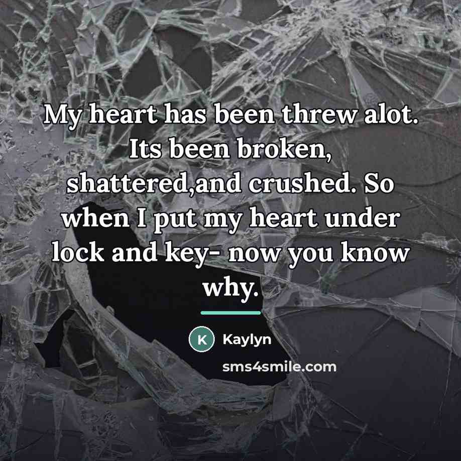 “My heart has been threw alot. Its been broken, shattered,and…” quote by Kaylyn