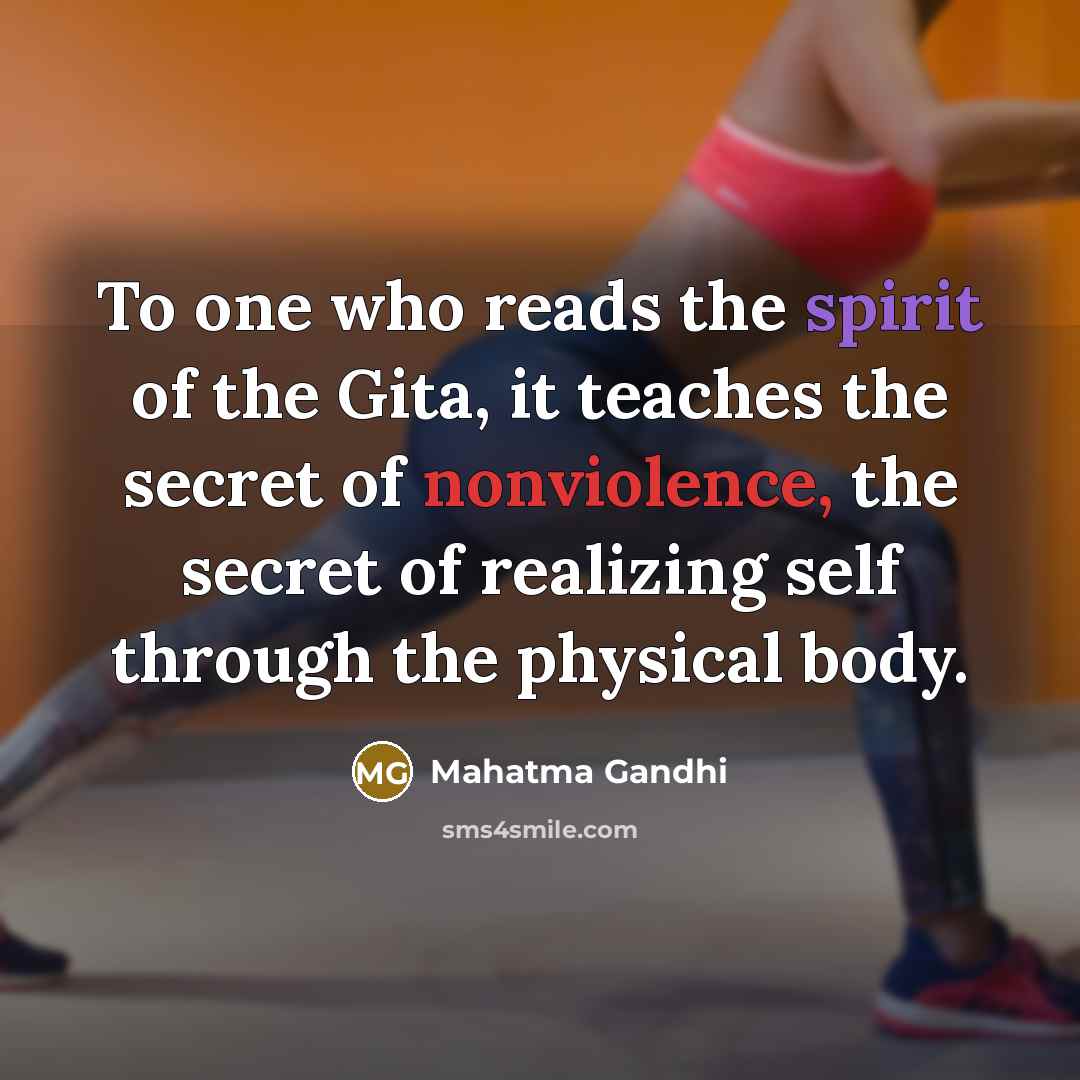“To one who reads the spirit of the Gita, it…” quote by Mahatma Gandhi