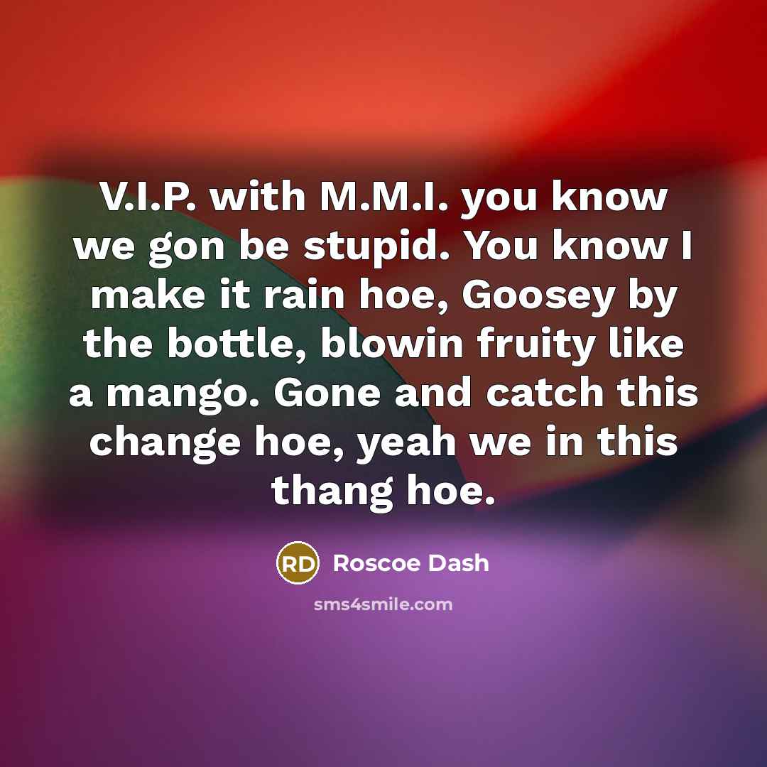 “V.I.P. with M.M.I. you know we gon be stupid. You…” quote by Roscoe Dash