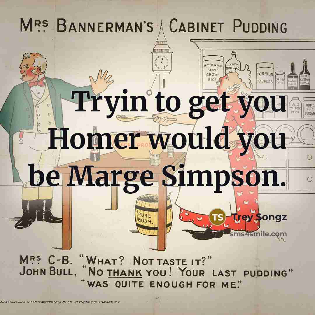 “Tryin to get you Homer would you be Marge Simpson.” quote by Trey Songz