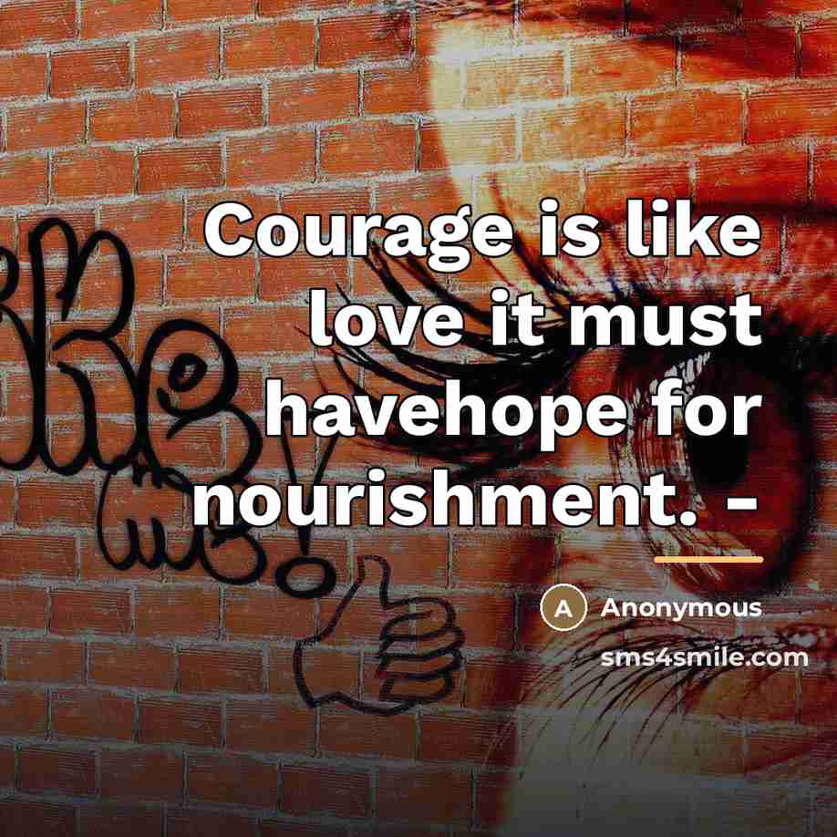 “Courage is like love it must havehope for nourishment. -…” quote by Anonymous