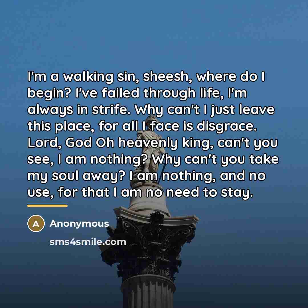 “I'm a walking sin, sheesh, where do I begin? I've…” quote by Anonymous