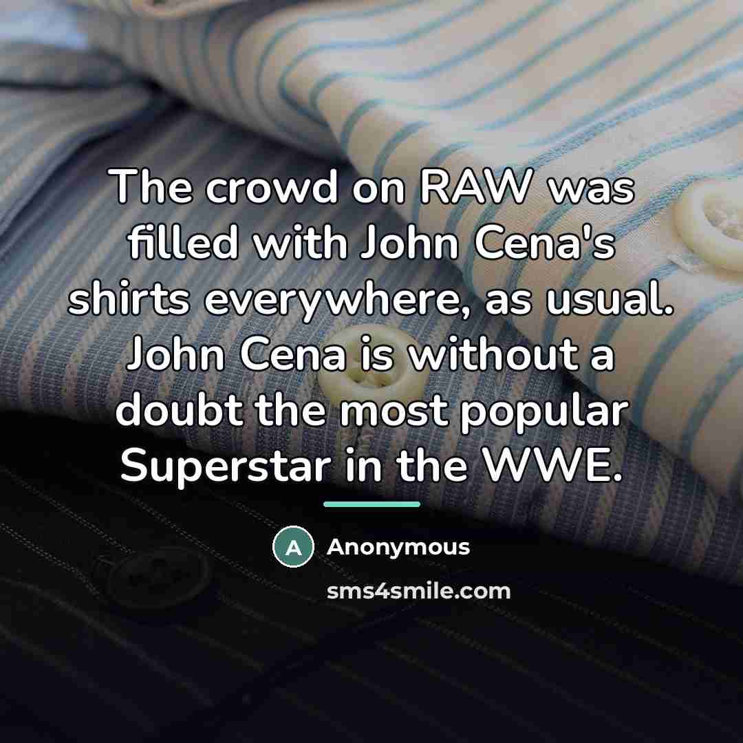 “The crowd on RAW was filled with John Cena's shirts…” quote by Anonymous