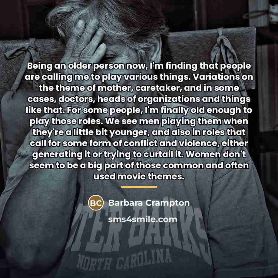 “Being an older person now, I'm finding that people are…” quote by Barbara Crampton